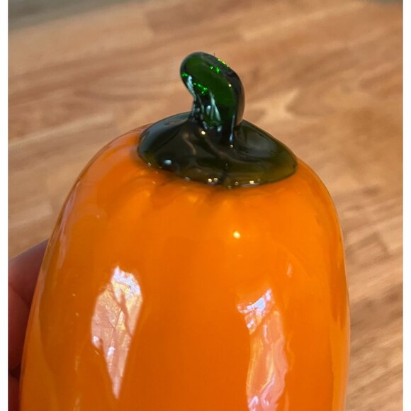 Hand Blown Glass Vegetables Set of 4 - Orange Pumpkin Red Chili Green Bell Peppe - Picture 4 of 16